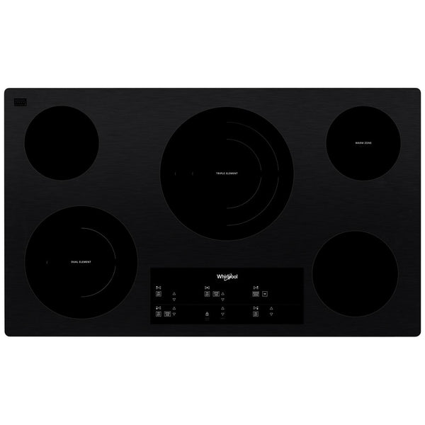 Whirlpool 36-inch, Built-in Electric Cooktop with FlexHeat™ Element WCE97US6KB IMAGE 1