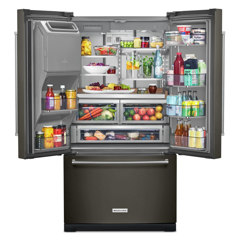KitchenAid French 3-Door Refrigerator with External Water and Ice Dispensing System KRFF577KBS IMAGE 3